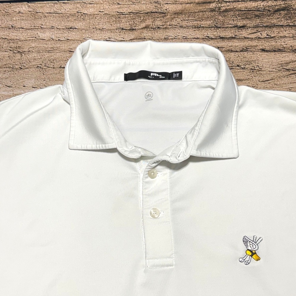 RLX Polo Shirt Mens XXL White Winged Foot Golf Club Ralph Lauren Stretch